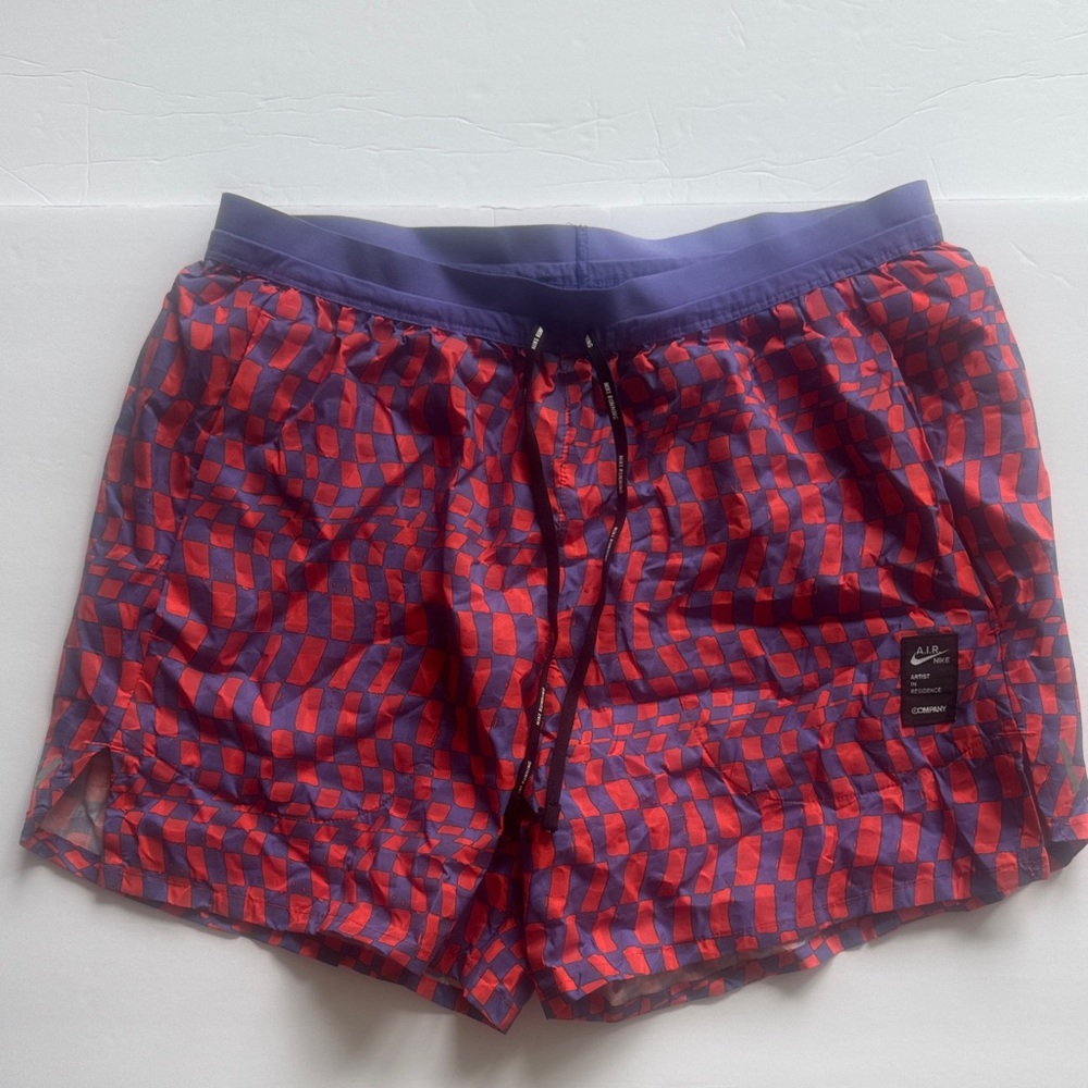 Nike Men's Geometric Red and Purple Running Shorts